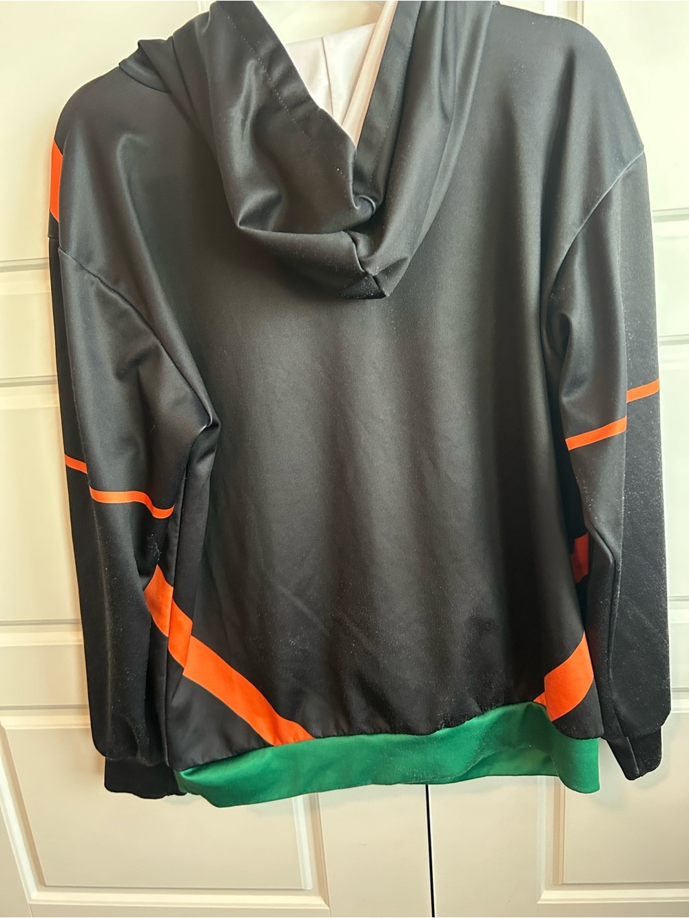 Oversized Bakugo Black Hoodie with Orange Graphic and Green Hem, Anime / Comicon - Picture 4 of 8